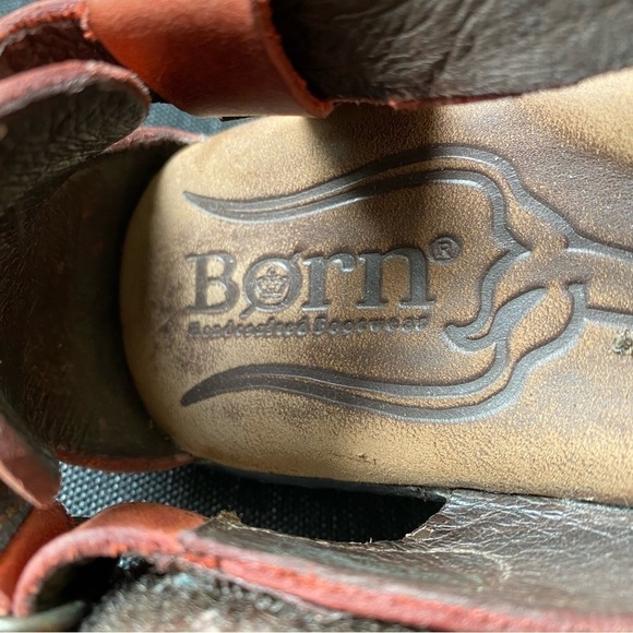 Born Kates Womens Red Leather Strappy Gladiator Low Wedge Sandals Shoes Boho 9 - Picture 6 of 8